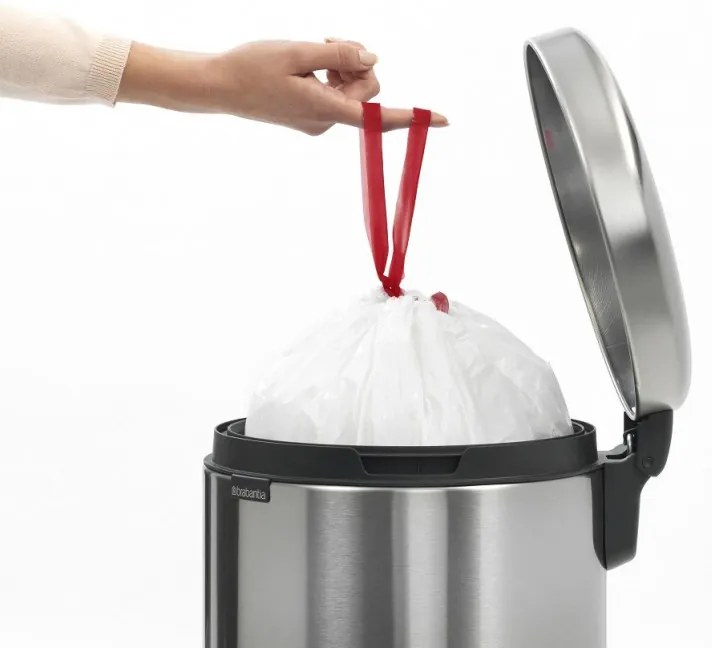 Кош за боклук с педал Brabantia NewIcon 649046, 20 л, Плавно затваряне, Противоплъзгаща основа, Устойчив на пръстови отпечатъци, Инокс/Мат