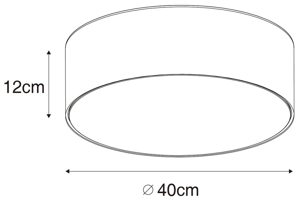 Модерна таванна лампа черна 40 см със златен интериор - Drum