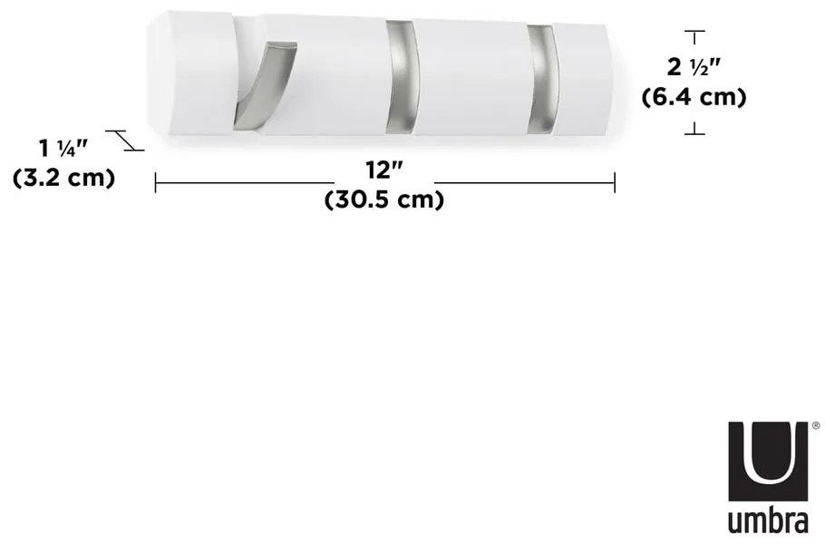 Бяла стенна закачалка от тополово дърво Flip - Umbra