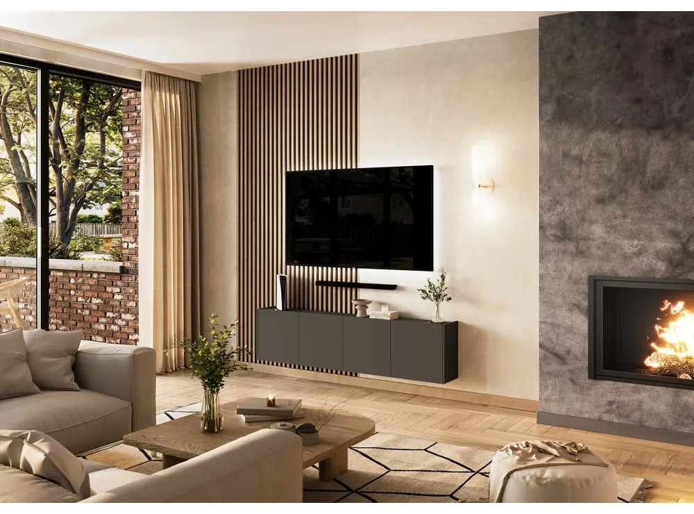 Антрацитна маса за телевизор 183x45 cm Piana – Germania