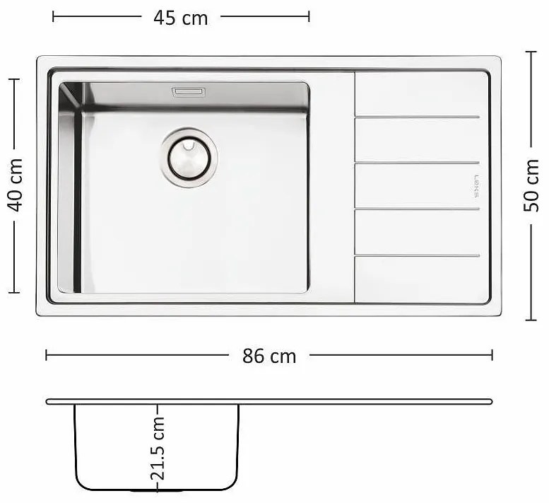 Leks MEGA BB 86.1 R/L TI Кухненска мивка за вграждане