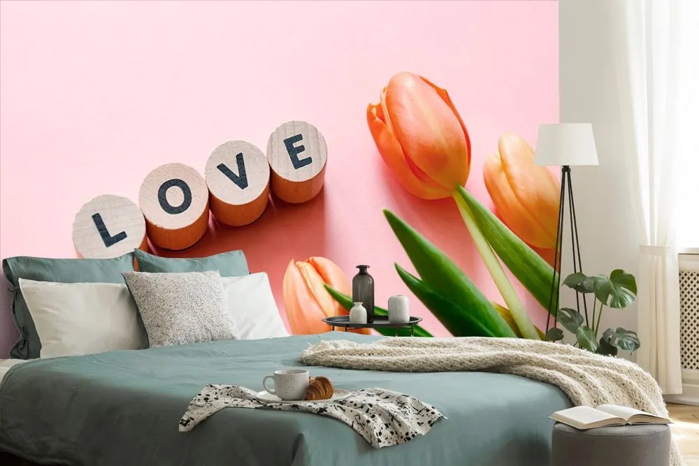 Самозалепващ фототапет – Кубчета с надпис Love