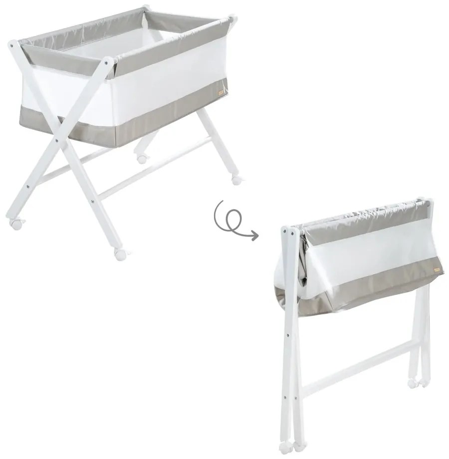 Бяла сгъваема люлка на колела 90x45 cm - Roba