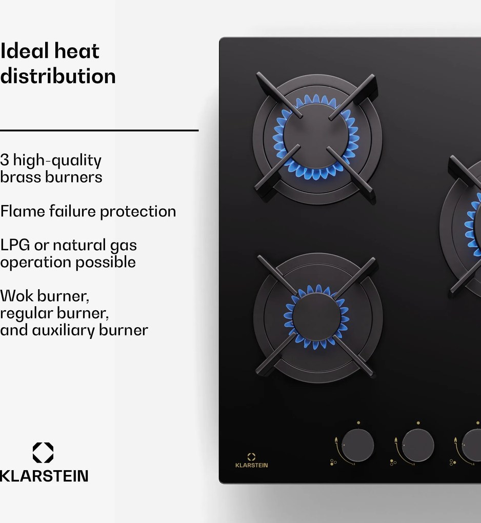 Klarstein Goldflame, газов котлон, 3 месингови горелки, неръждаема стомана