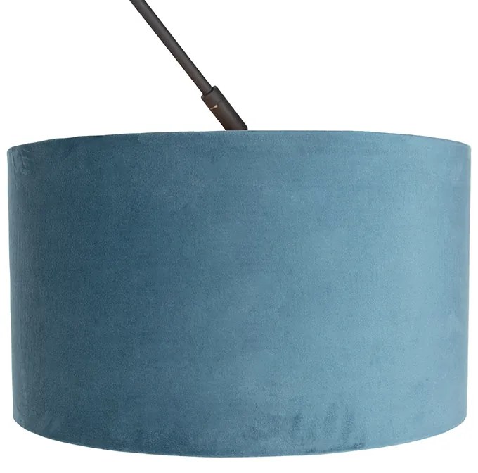 Висяща лампа черна с кадифена абажур синя със злато 35 см - Blitz