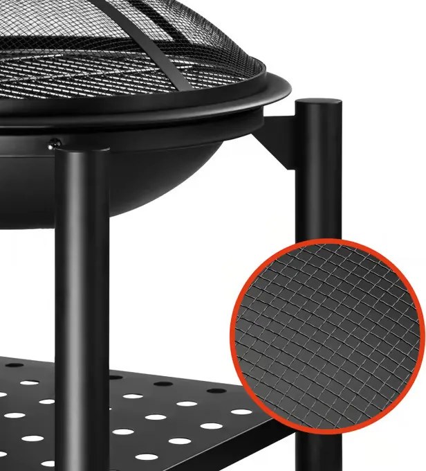 Градинска стоманена купа за огън с място за съхранение 55 см