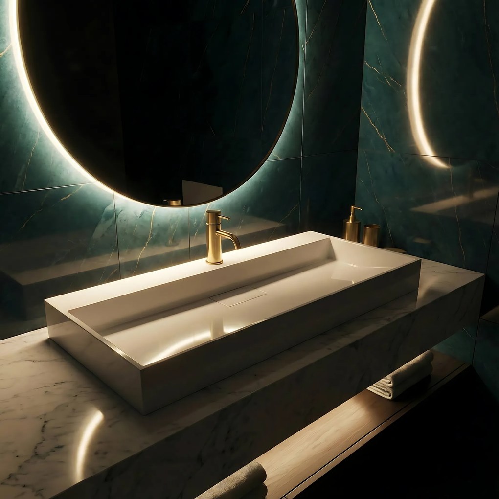 УМИВАЛНИК мраморен композит  Rea GOYA 100CM