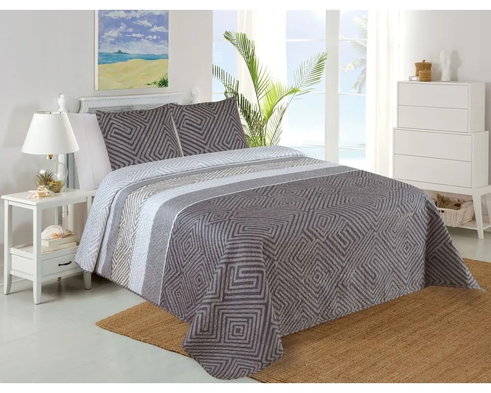 Сив капитониран комплект шалте и калъфка за възглавница 220x240 cm Plaza – My House