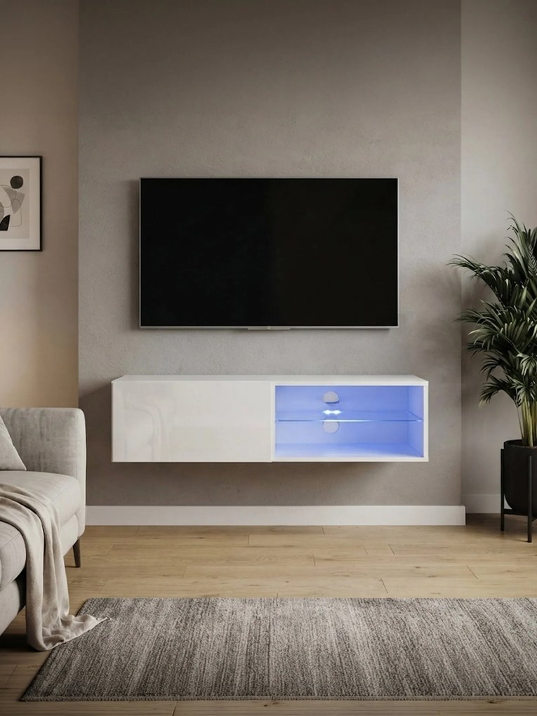 TV шкаф Swiss LED-бял