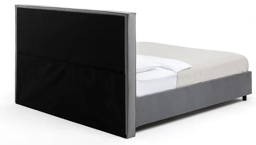Сиво тапицирано двойно легло с място за съхранение и включена подматрачна рамка 160x200 cm Myra Bold – Bonami Selection