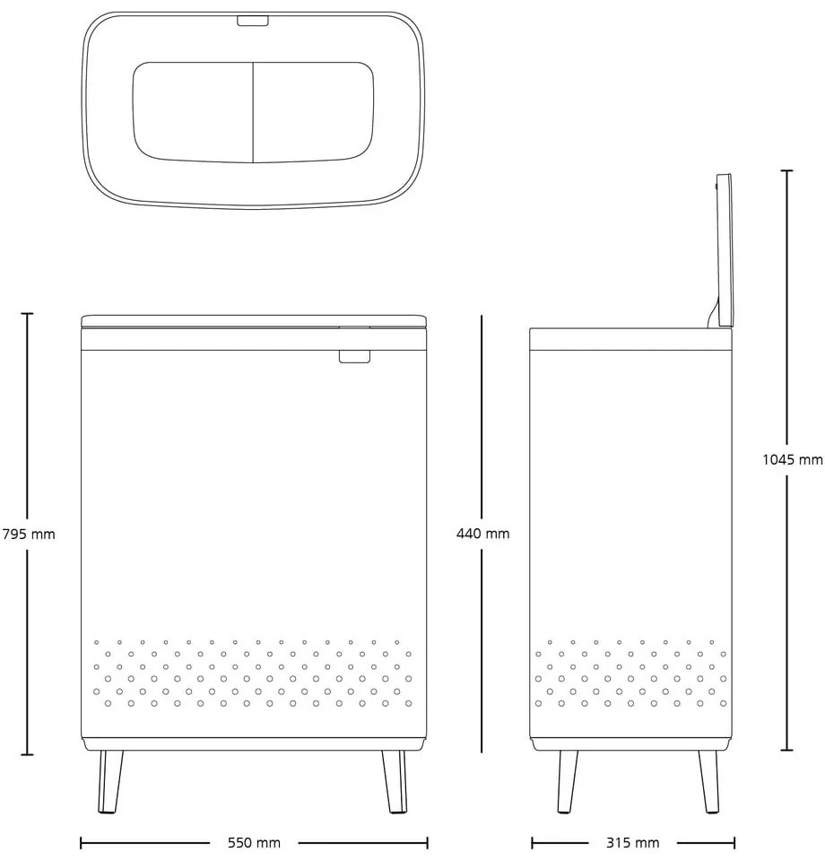 Матово-черен метален кош за пране 90 l Bo Hi – Brabantia