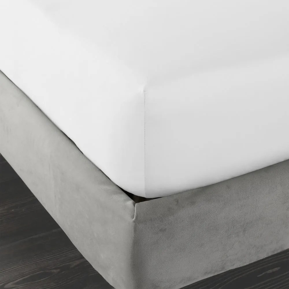 Бял еластичен чаршаф от памучен сатен 185x200 cm Cotton Sateen – Bianca