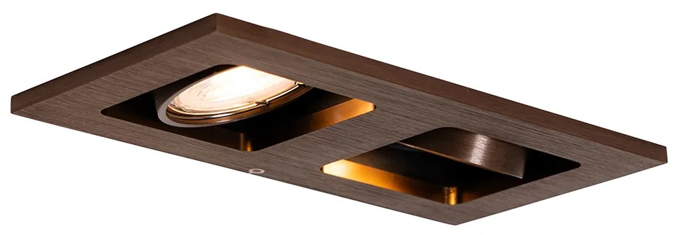Вграден прожектор тъмно бронз правоъгълен 2-светлина наклоняем и въртящ се - Qure