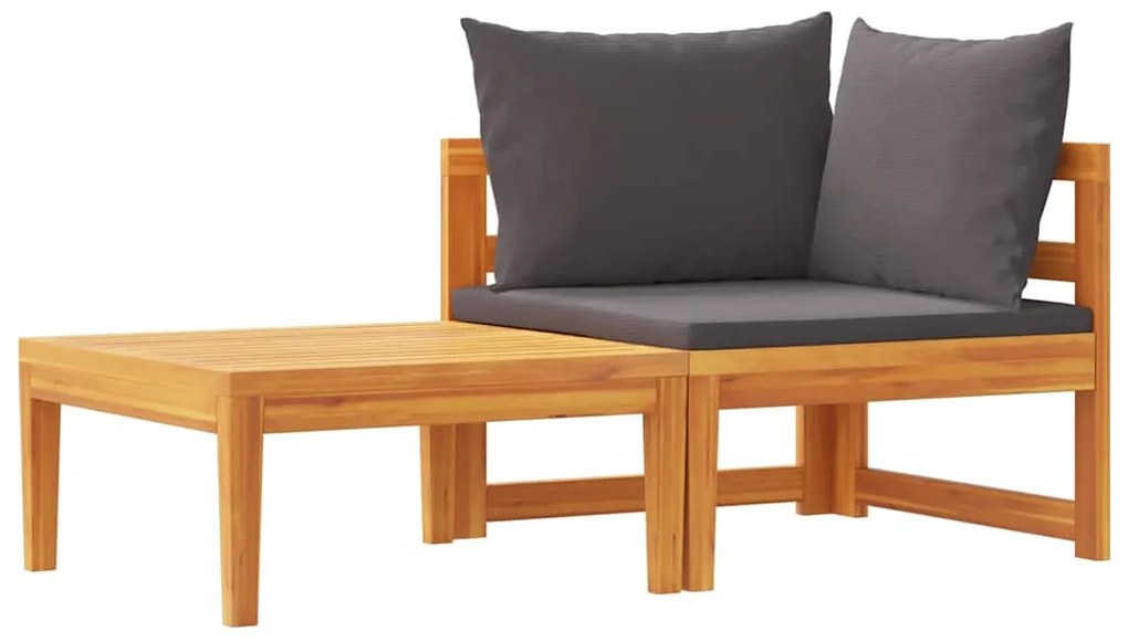 316321 vidaXL Градински лаундж комплект тъмносиви възглавници 2 части акация