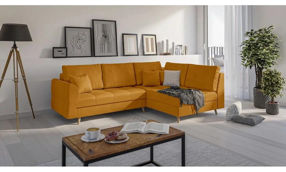 Ъглов диван (десен ъгъл) в цвят горчица Ariella - Ropez