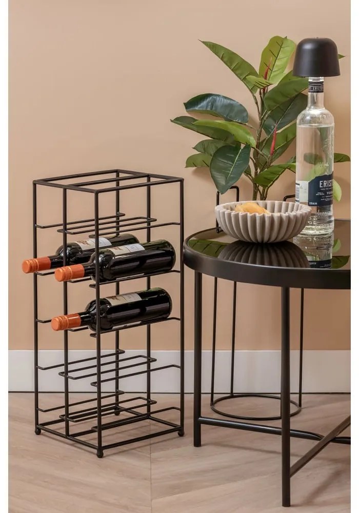 Черен метален стелаж за вино брой бутилки 10 25x57x22,5 cm Dual Floor – PT LIVING