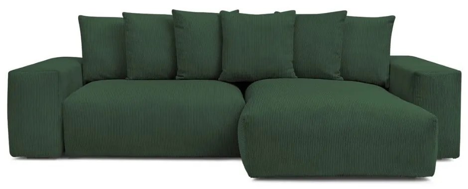 Зелен сгъваем/с място за съхранение ъглов диван от рипсено кадифе Voltaire – Bobochic Paris