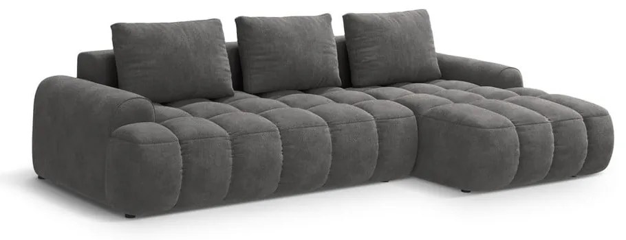 Сив кадифен сгъваем/с място за съхранение ъглов диван (десен ъгъл) Linz – Cosmopolitan Design