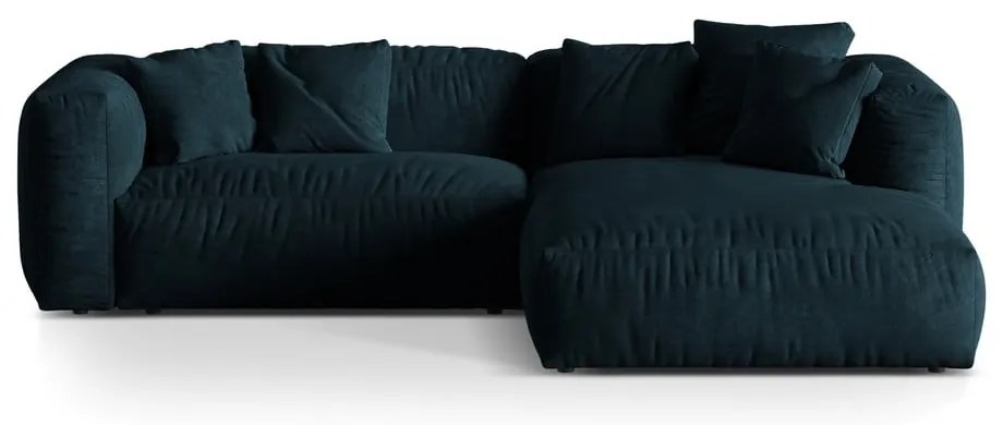 Тъмносин кадифен модулен ъглов диван (десен ъгъл) Martina – Micadoni