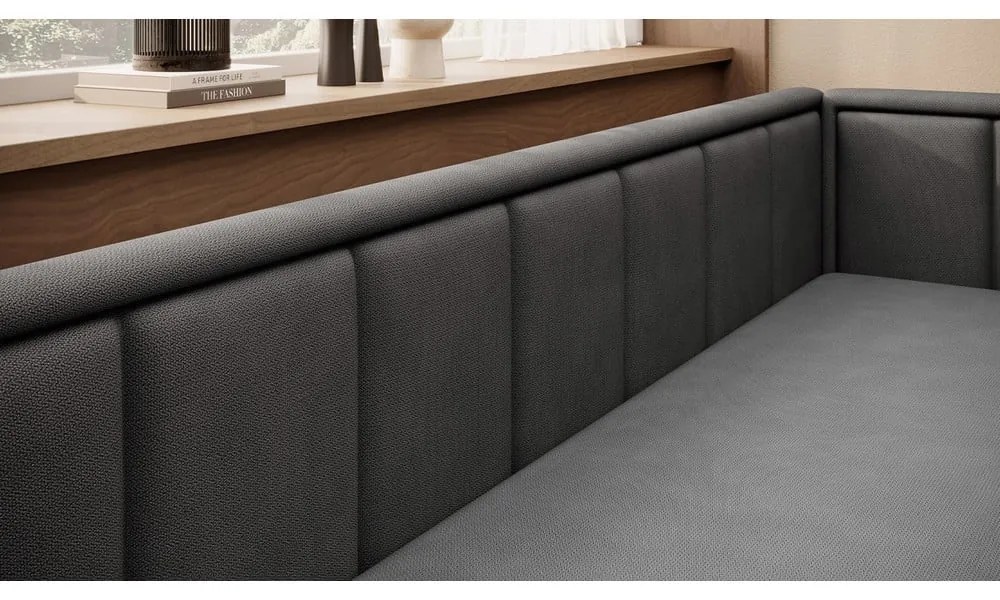 Тъмносив шенилов разтегателен диван с място за съхранение 214 cm Fulgeo – ELTAP