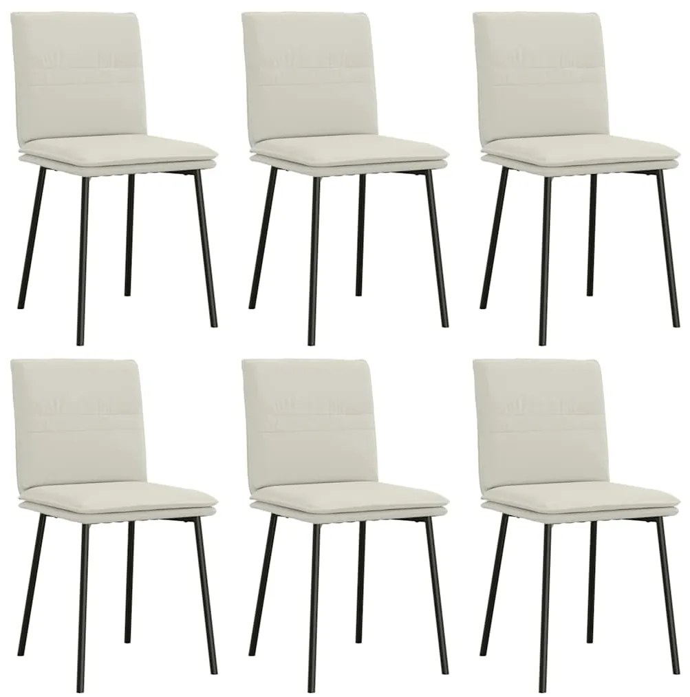 3315623 vidaXL Трапезни столове, 6 бр, кремави, кадифе