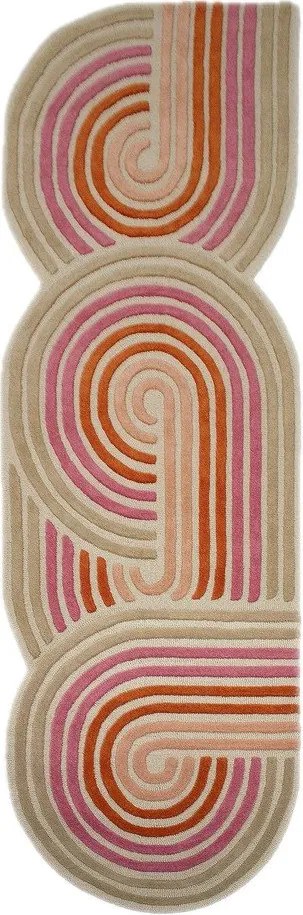 Розова ръчно изработена вълнена пътека 80x300 cm Spiral Shaped – Flair Rugs