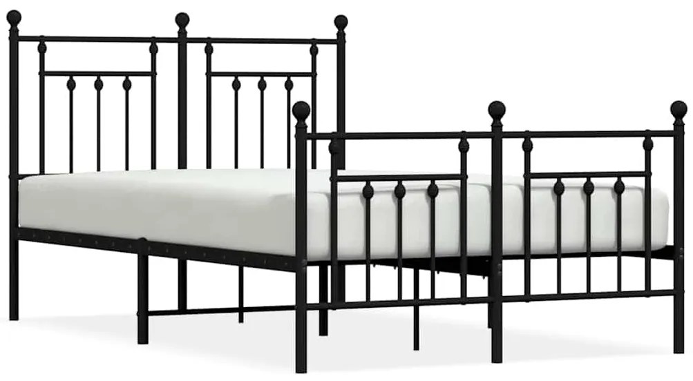 353552 vidaXL Метална рамка за легло с горна и долна табла, черна, 120x190 см