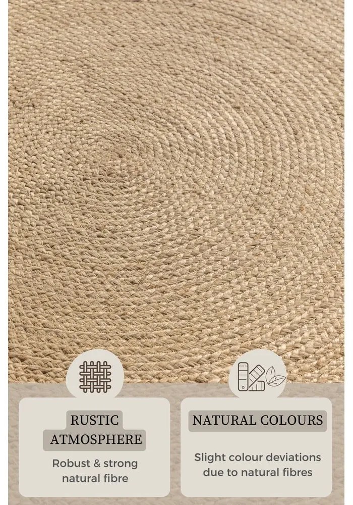 Двустранен ютен кръгъл килим в цвят слонова кост ø 140 cm Braided – Hanse Home