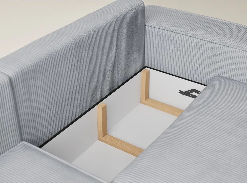 Сив сгъваем/с място за съхранение ъглов диван от рипсено кадифе (ляв ъгъл/L форма) Tonga – Maison de Rêve