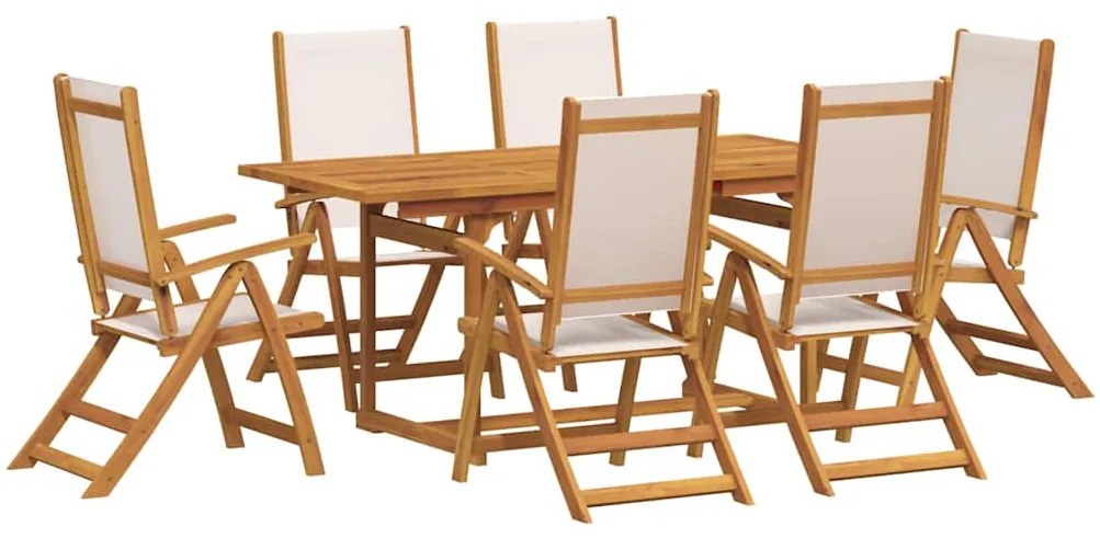 3279283 vidaXL Градински трапезен комплект, 7 части, акация масив и textilene