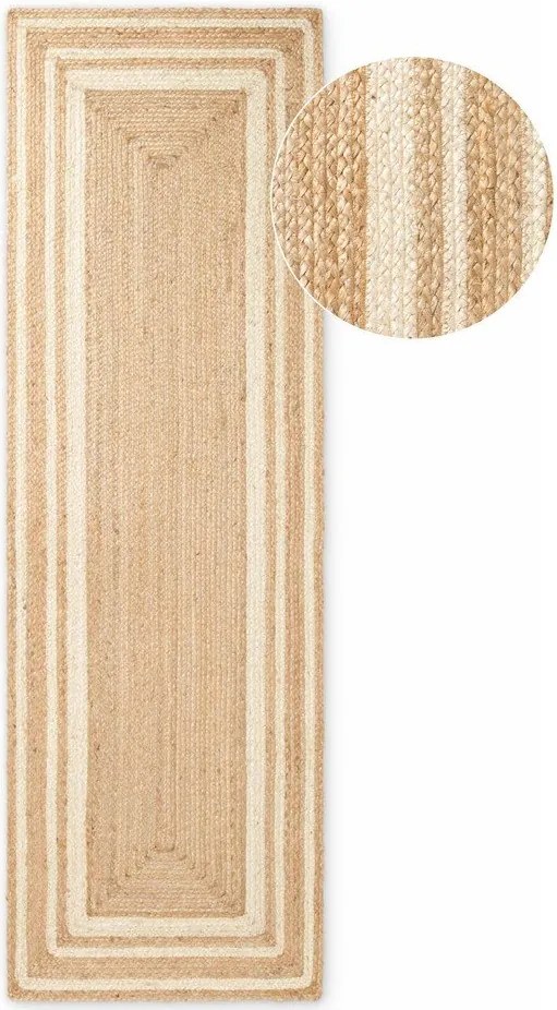 Кремава/в естествен цвят двустранна/ръчно изработена ютена пътека 70x200 cm Jutta – Hanse Home