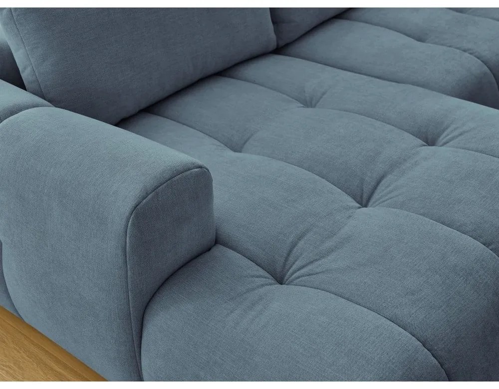 Син сгъваем/с място за съхранение ъглов диван (десен ъгъл/U форма) Fuji – Bobochic Paris