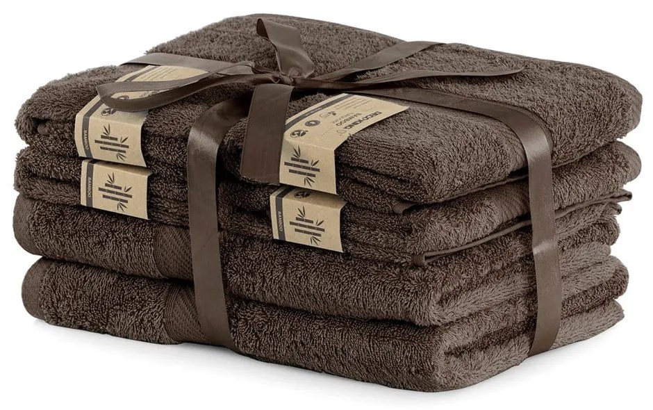 Комплект от 2 тъмнокафяви кърпи и 4 кърпи Кафяви Bamby - DecoKing