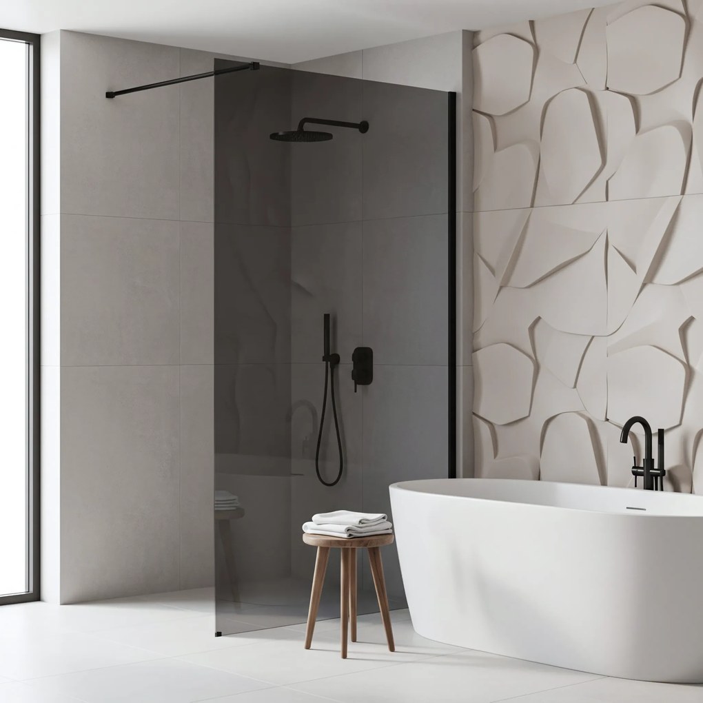 Параван за душ Rea Flexi Grey / Black 100