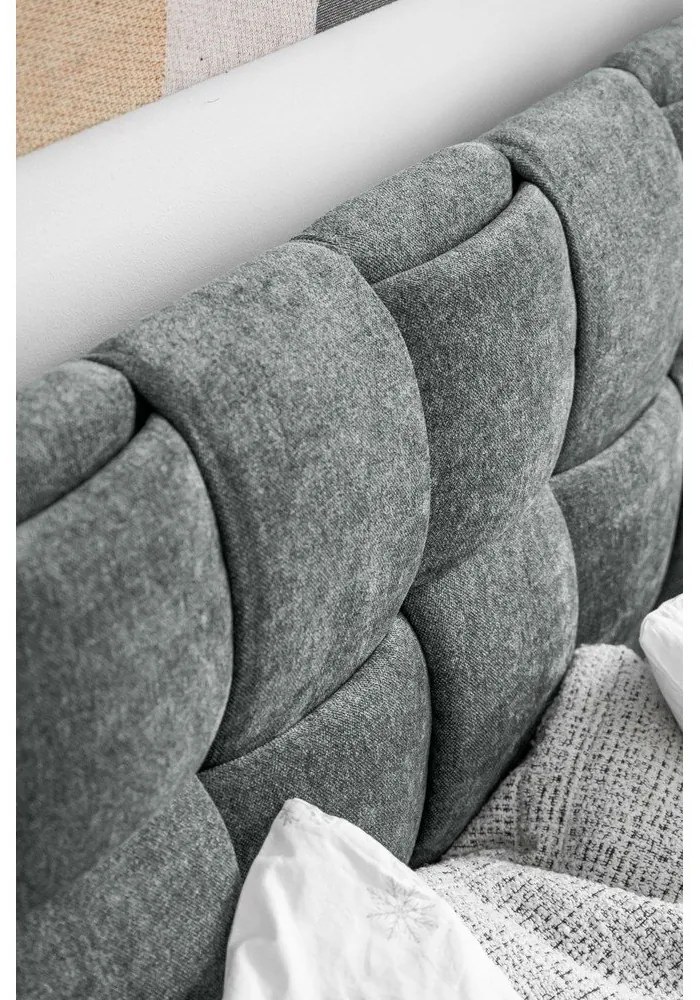 Светлозелено тапицирано двойно легло с включена подматрачна рамка 180x200 cm Eve – Miuform