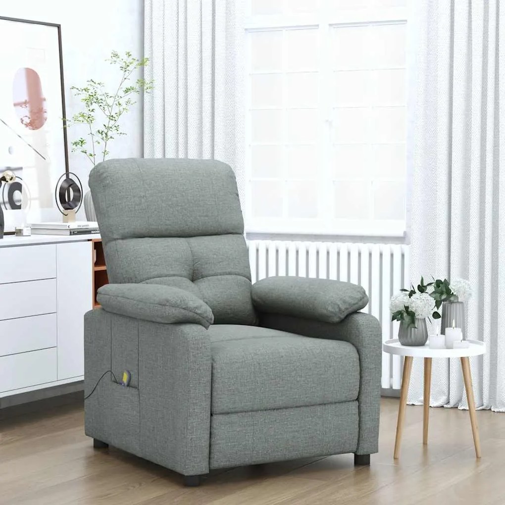 289673 vidaXL Масажен стол, тъмносив, текстил