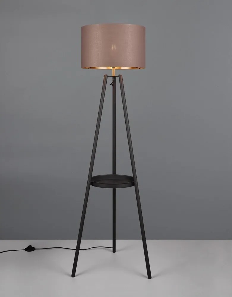 Черна подова лампа с рафт (височина 152 cm) Colette - Reality