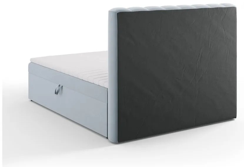 Светлосиньо боксспринг легло с място за съхранение 160x200 cm Gina - Milo Casa