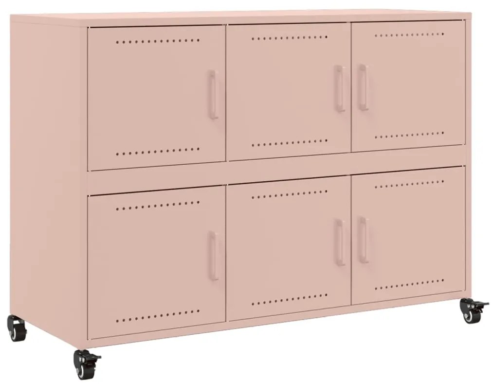 846741 vidaXL Бюфет, розов, 100,5x39x72 см, стомана