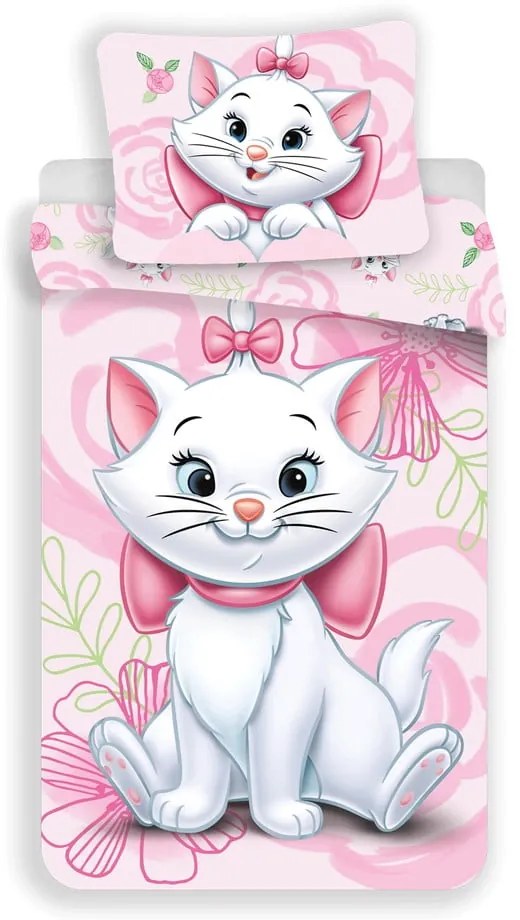 Розово единично памучно детско спално бельо 140x200 cm Marie Cat "Pink" – Jerry Fabrics