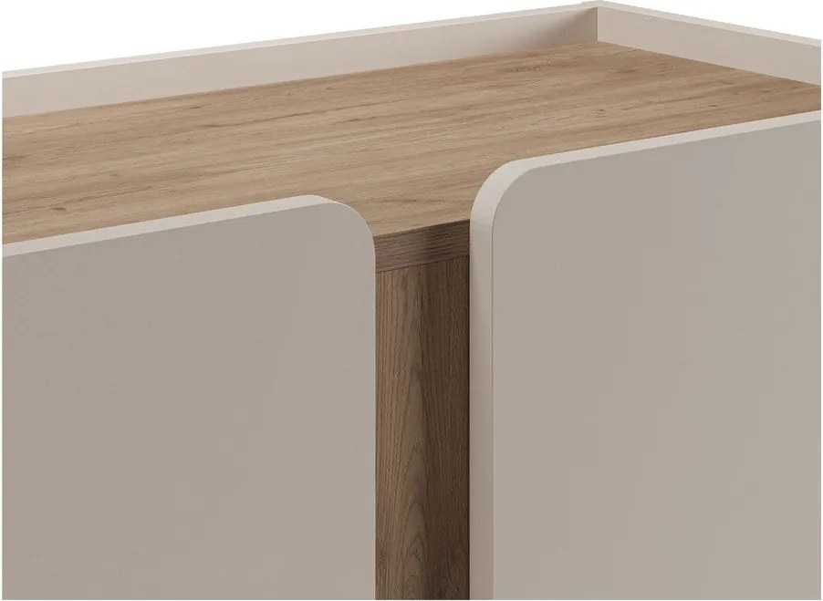 Кремаво-естествено шкафче от декор от дъб 90x120x40 cm Lucile – Marckeric