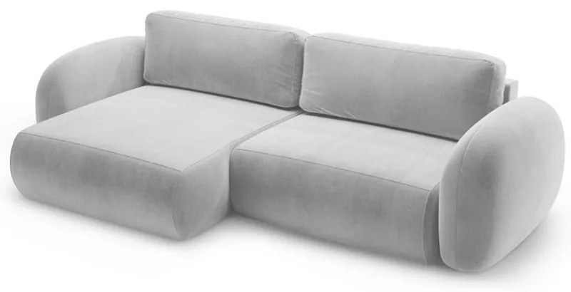Светлосив кадифен сгъваем/с място за съхранение ъглов диван Tonale – Cosmopolitan Design