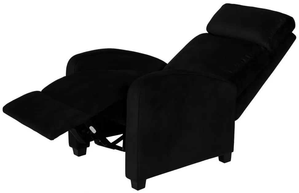 Стилен фотьойл с накланяне от черно кадифе