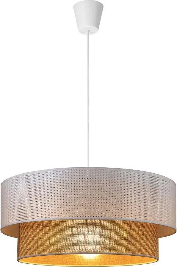 Полилей на кабел BORHO 1xE27/60W/230V Ø 40 см бял/джут