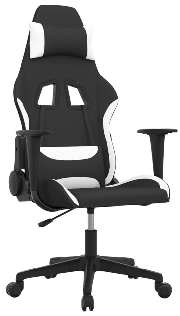 3143740 vidaXL Гейминг стол, черно и бяло, плат