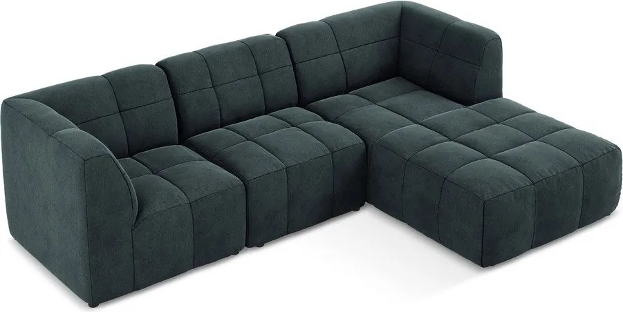 Син кадифен ъглов диван (десен ъгъл) Aloha – Makamii