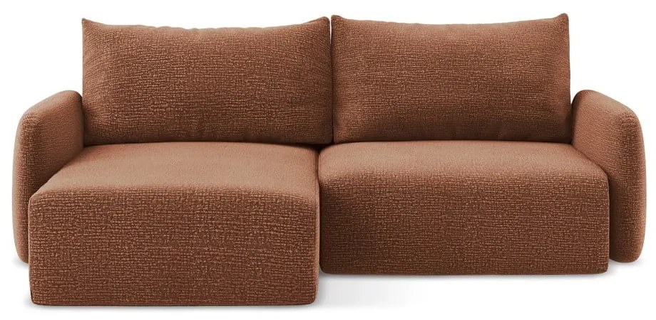 Разтегателен ъглов диван с място за съхранение в тухлен цвят (ляв ъгъл) Kalena – Makamii