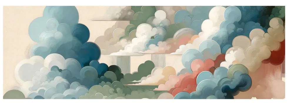 Картина на платно – Абстрактно небе, пълно с форми и цветове