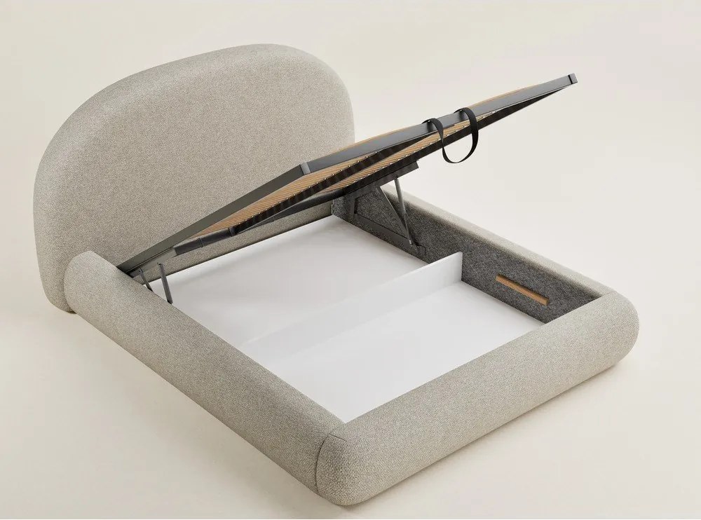 Бежово двойно легло 180x200 cm тапицирано с място за съхранение с включена подматрачна рамка Maumere – Maison de Rêve