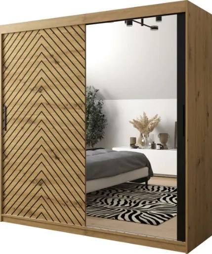 Плъзгащ се гардероб Jodelka с Огледало-Artisan-Mauro-Дължина: 200 cm